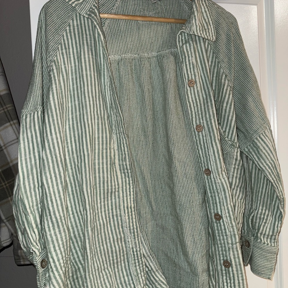 BKE Mint Striped Shirt
